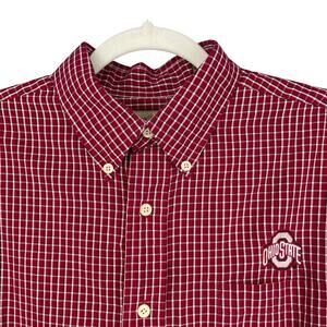 Ohio State Buckeyes Shirt Mens Large Red Plaid Check Vesi Sportswear Button Down